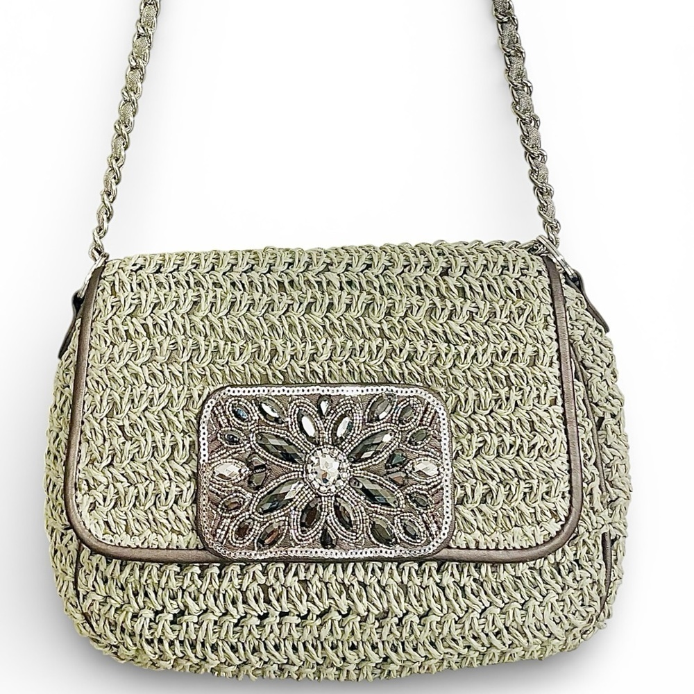 NWOT! Brighton Sage Crochet Jeweled Shoulder Bag - Picture 8 of 8